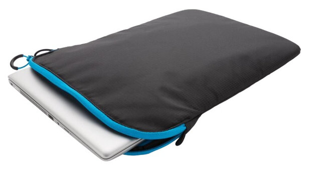 laptophoes sleeve 15,4 inch polyester zwart/blauw