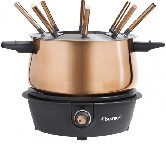 fondueset 1,5 liter koper zwart 10-delig