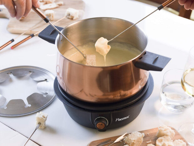 fondueset 1,5 liter koper zwart 10-delig
