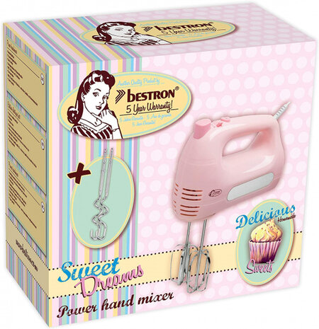 handmixer 19 cm RVS roze