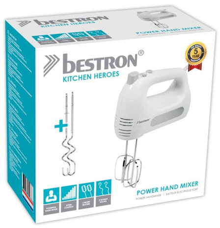 handmixer 300W 18,8 cm RVS wit
