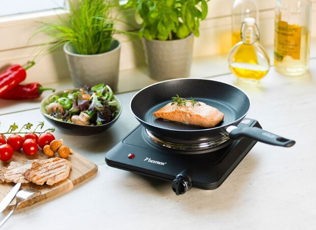 kookplaat 1500W 24,5 x 25 cm staal zwart
