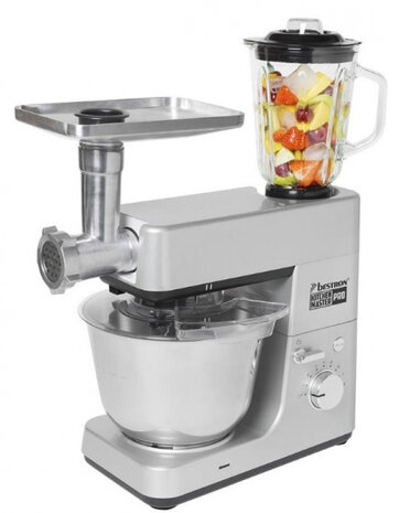 keukenmachine 4-in-1 1200W 38,5 cm RVS zilver