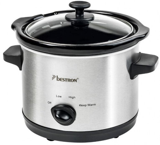 slowcooker 1,5 liter 120W RVS/glas zilver