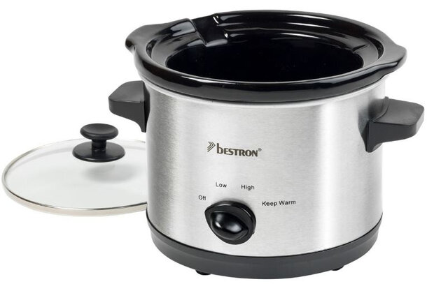 slowcooker 1,5 liter 120W RVS/glas zilver