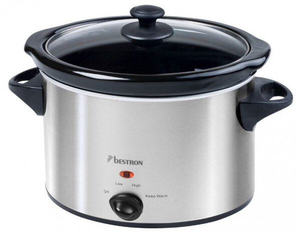 slowcooker 3,5 liter 180W RVS/glas zilver