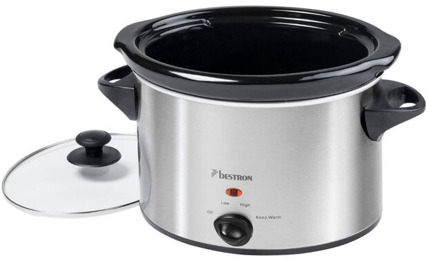 slowcooker 3,5 liter 180W RVS/glas zilver