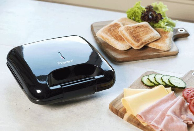 tosti-ijzer 750W 22,5 x 21,5 zwart