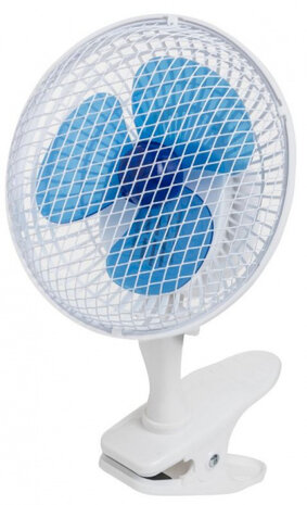 tafelventilator clip-on 15W 19 cm wit/blauw