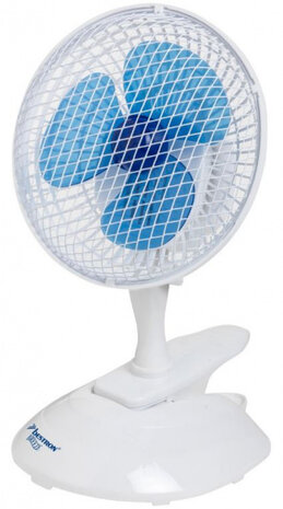 tafelventilator clip-on 15W 19 cm wit/blauw