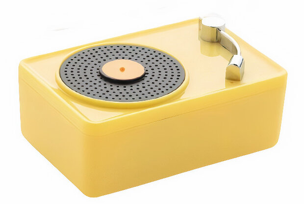 speaker draadloos 7,5 cm metaal geel