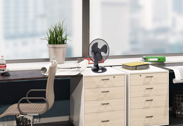 tafelventilator 27 cm 2 standen 75&deg; rotatie 30W zwart