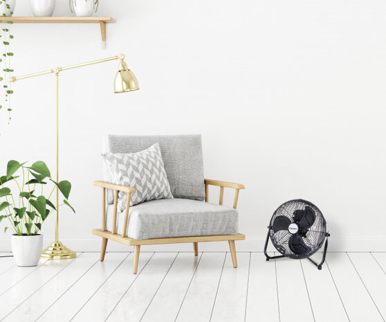 vloerventilator Retro 35 cm 3 standen 55W zwart