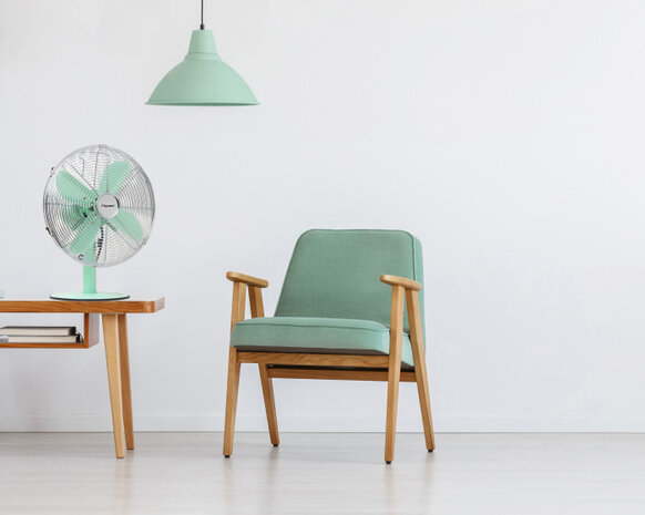 tafelventilator Retro 35 cm 3 standen 75&deg; 35W groen