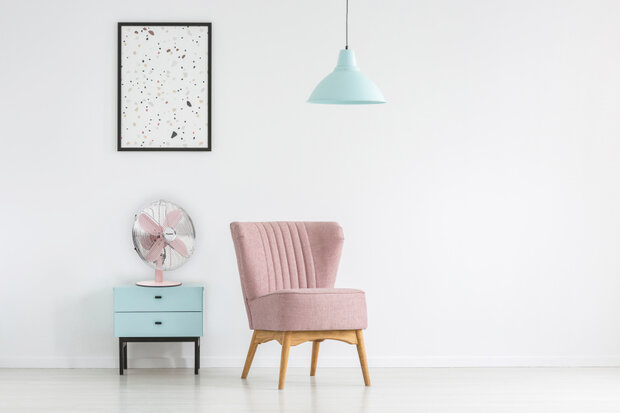 tafelventilator Retro 35 cm 3 standen 75&deg; 35W roze