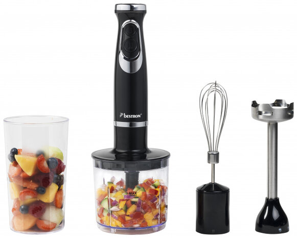 staafmixer set 600W RVS 24,5 cm zwart