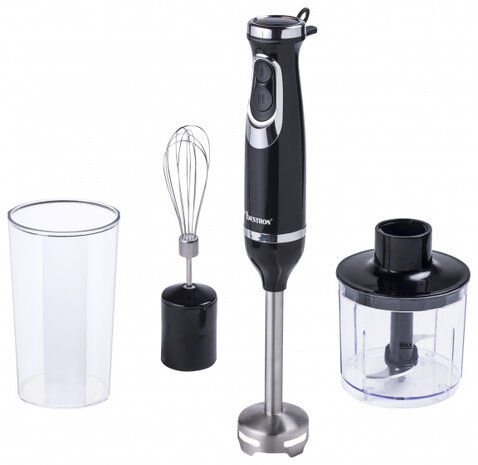 staafmixer set 600W RVS 24,5 cm zwart