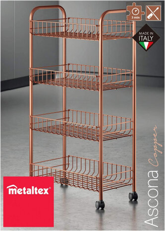 trolleykastje Ascona 84 x 41 cm staal koper