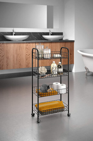 trolleykastje Ascona 84 x 41 cm staal zwart