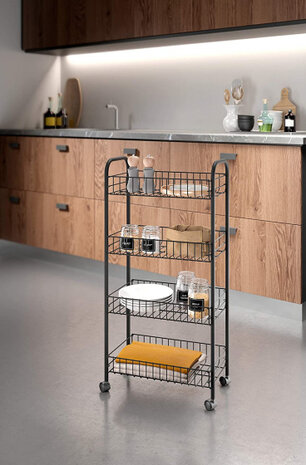 trolleykastje Ascona 84 x 41 cm staal zwart