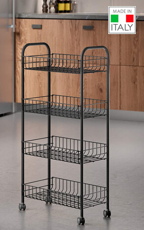 trolleykastje Ascona 84 x 41 cm staal zwart