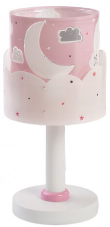 nachtlampje Maan junior 30 x 15 cm wit/roze