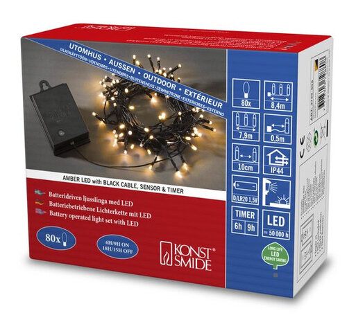 lichtsnoer 80 led 2200K IP44 8,4 meter amber