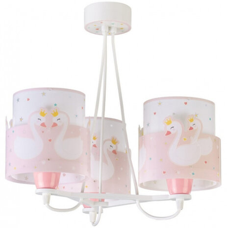 kroonluchter Zwaan junior 39 x 39 cm E27 wit/roze