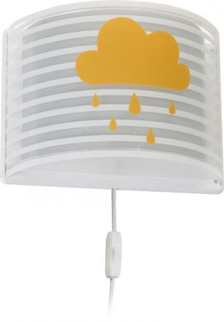 wandlamp Wolkje junior 24,5 x 31 cm wit/grijs/geel
