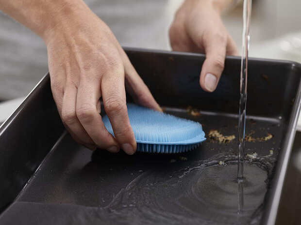 afwasborstel CleanTech 10,9 cm PP blauw/grijs