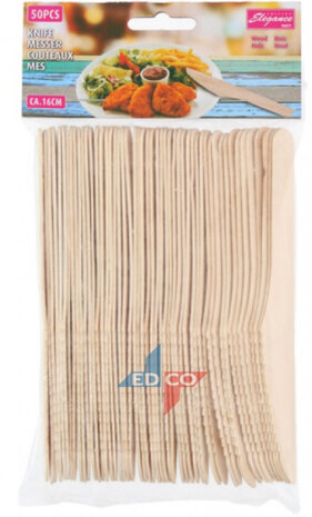 wegwerpmessen 16 cm hout bruin 50 stuks