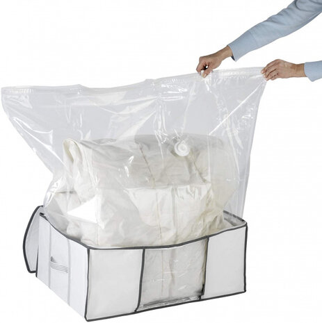 vacu&uuml;mopbergdoos 65 cm 81 liter polypropyleen wit/grijs