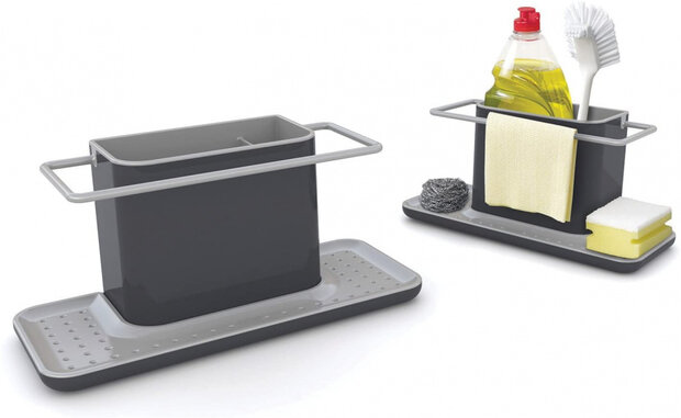 gootsteenorganiser 15 x 30,5 x 13 cm grijs/zwart
