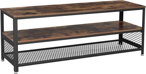 tv meubel 140 x 40 x 52 cm staal/hout bruin