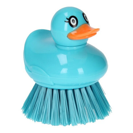 afwasborstel Eend 6 x 7,5 x 2,5 cm blauw