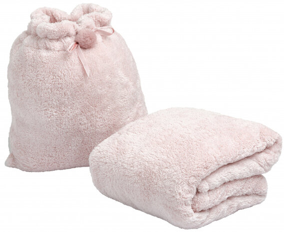 deken in tasje 120 x 160 cm polyester roze