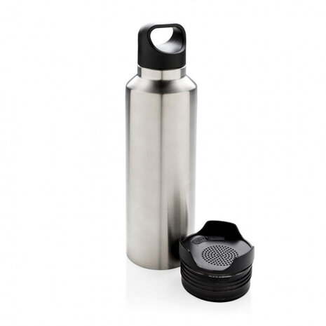 thermosfles met speaker 500 ml RVS grijs