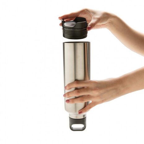 thermosfles met speaker 500 ml RVS grijs