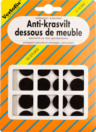 anti-krasvilt zelfklevend diam. 18mm bruin 16stuks