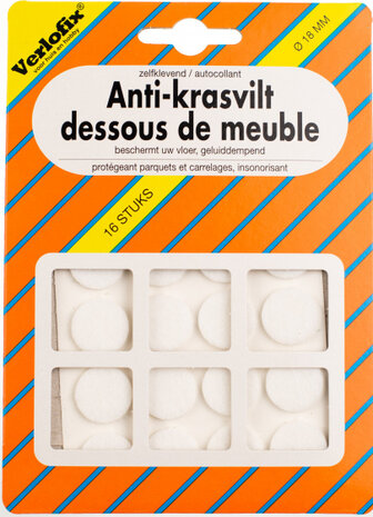 anti-krasvilt zelfklevend diameter 18mm wit 16 stuks