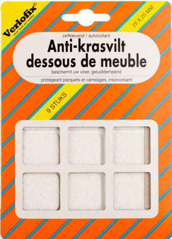 anti-krasvilt zelfklevend 25 x 25 mm wit 9 stuks