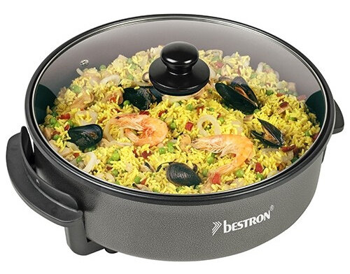elektrische hapjespan 1500W 40 cm RVS zwart