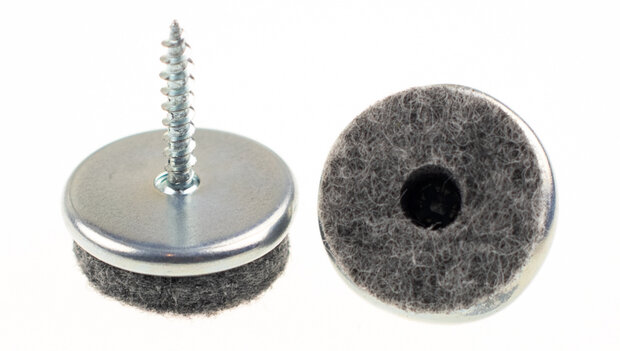 viltglijder met schroef diameter 25mm chroom 16stuks