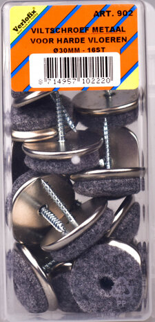 viltglijder met schroef diameter 30mm chroom 16stuks