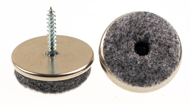 viltglijder met schroef diameter 30mm chroom 16stuks