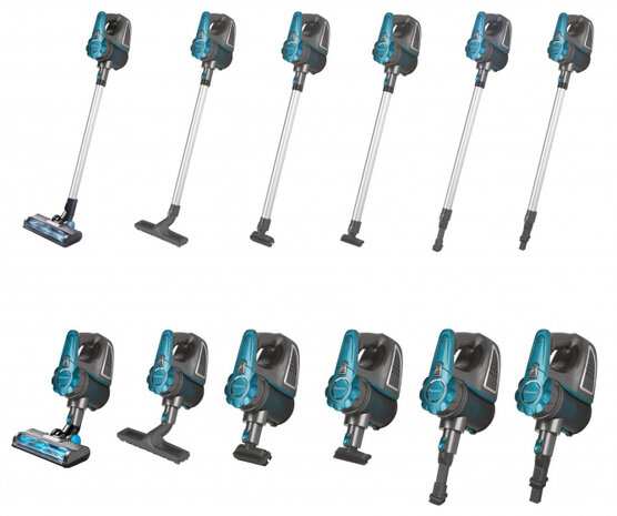 accuhandstofzuiger snoerloos blauw/grijs 8-delig