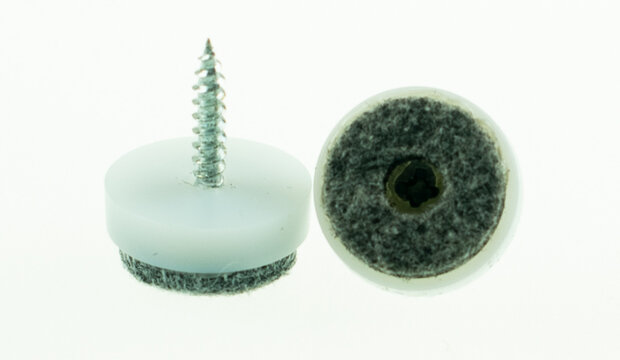 viltglijder schroef diam. 24mm kunststof wit 16stuks