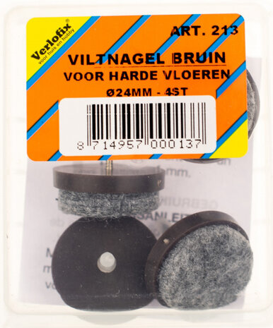 viltnagel diameter 24mm nylon bruin 4stuks