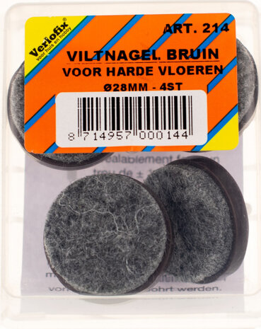 viltnagel diameter 28mm nylon bruin 4stuks