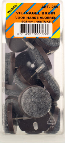 viltnagel diameter 28mm nylon bruin 16 stuks